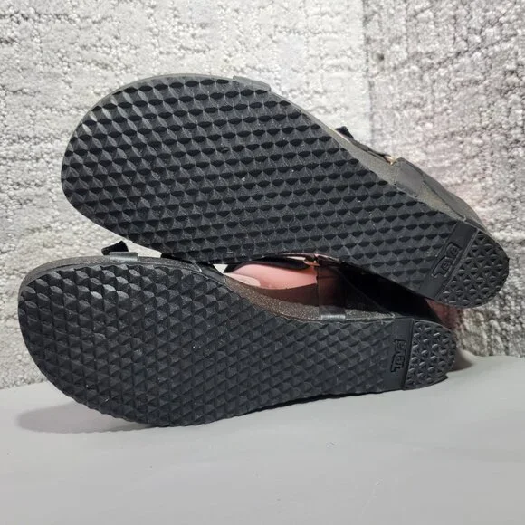 Teva Ysidro Universal Wedge Womens Size US 7 Black Leather Strappy Sandals - Picture 12 of 12